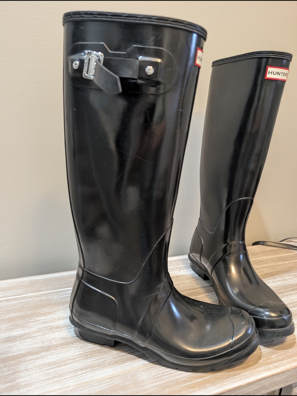 Hunter Original Tall Gloss Rain Boots Black Waterproof Rubber Size 10 Preppy - Picture 12 of 13